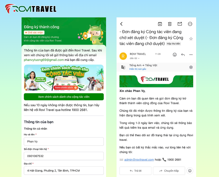 đăng ký ctv thành công